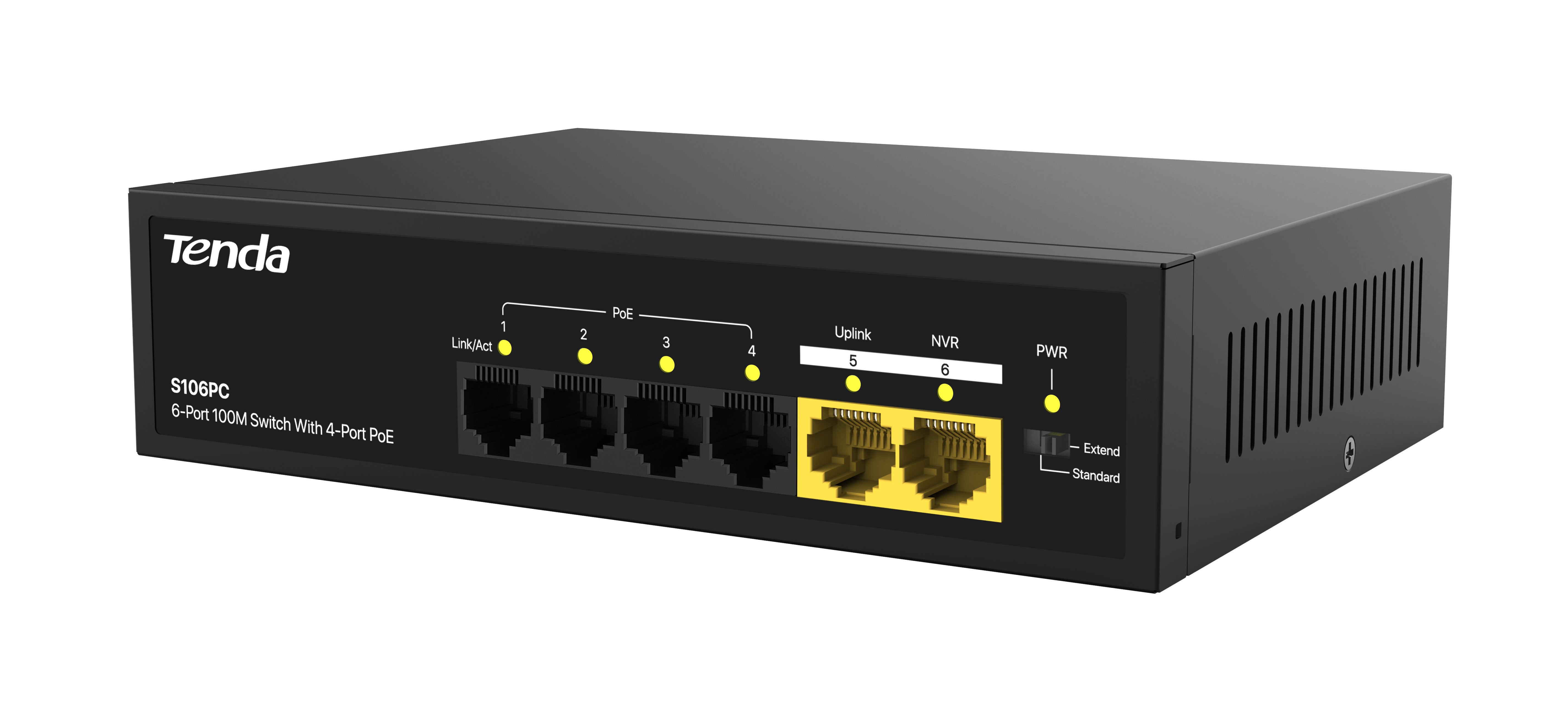 Tenda S106PC 6-Port 100M Lite PoE Switch with 4-Port PoE | 55W PoE Budget | Desktop / Wall Mounting Supported | 4KV lighting protection Tenda S106PC 6-Port 100M Lite PoE Switch with 4-Port PoE | 55W PoE Budget | Desktop / Wall Mounting Supported | 4KV lighting protection